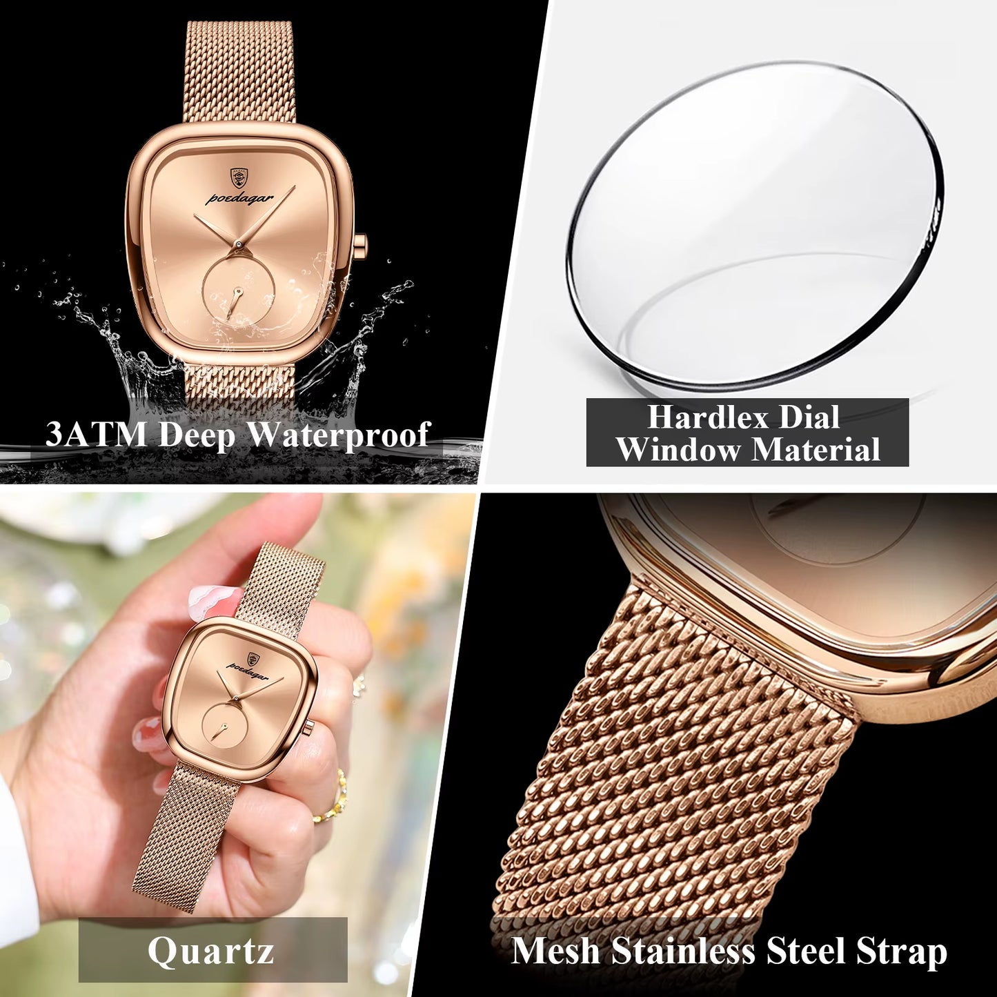Luxury Fashion Elegant Ladies Watch Waterproof Watch for Woman Mesh Stainless Steel Quartz Women'S Watches Female Reloj