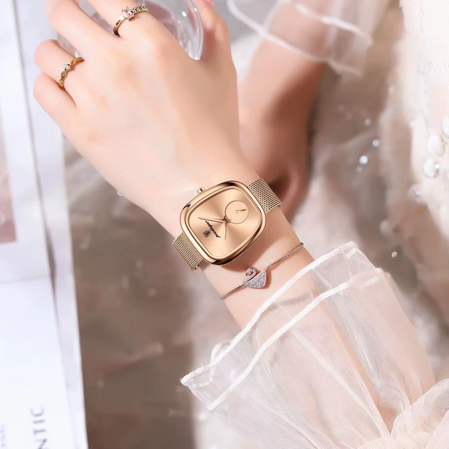 Luxury Fashion Elegant Ladies Watch Waterproof Watch for Woman Mesh Stainless Steel Quartz Women'S Watches Female Reloj