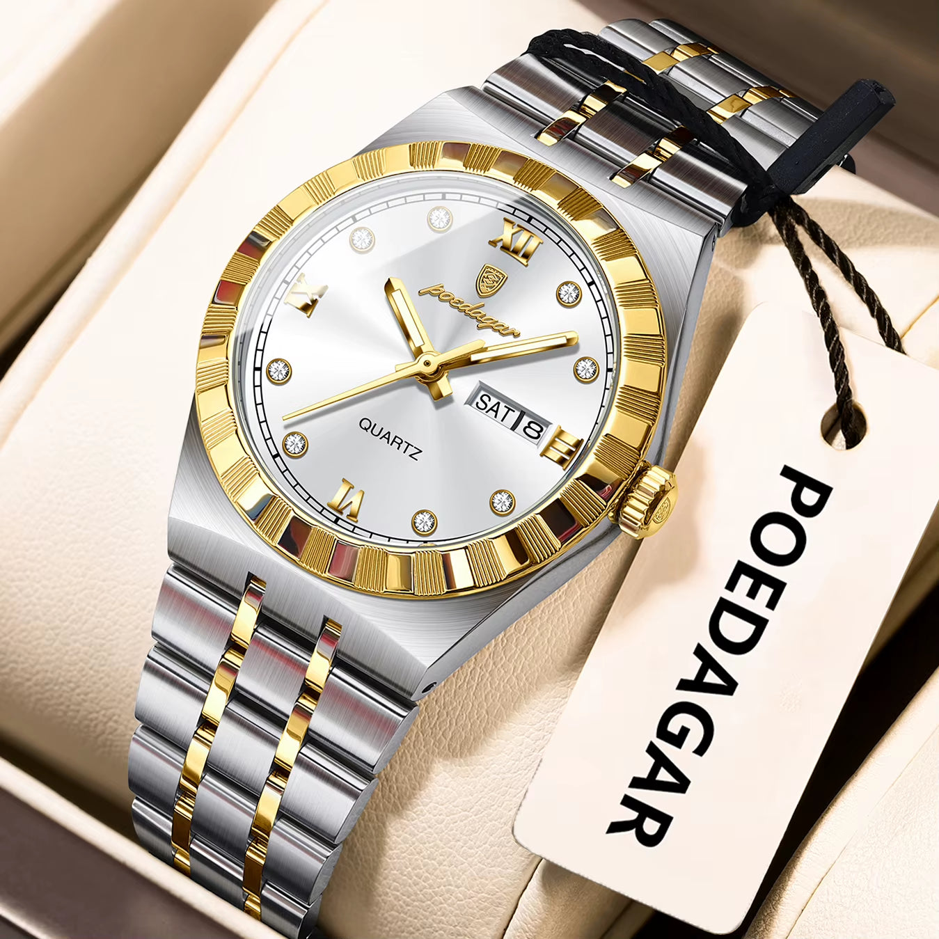 Luxury Original Ladies Watch Luminous Waterproof Week Date Woman Wristwatch Stainless Steel Women Quartz Watches Female